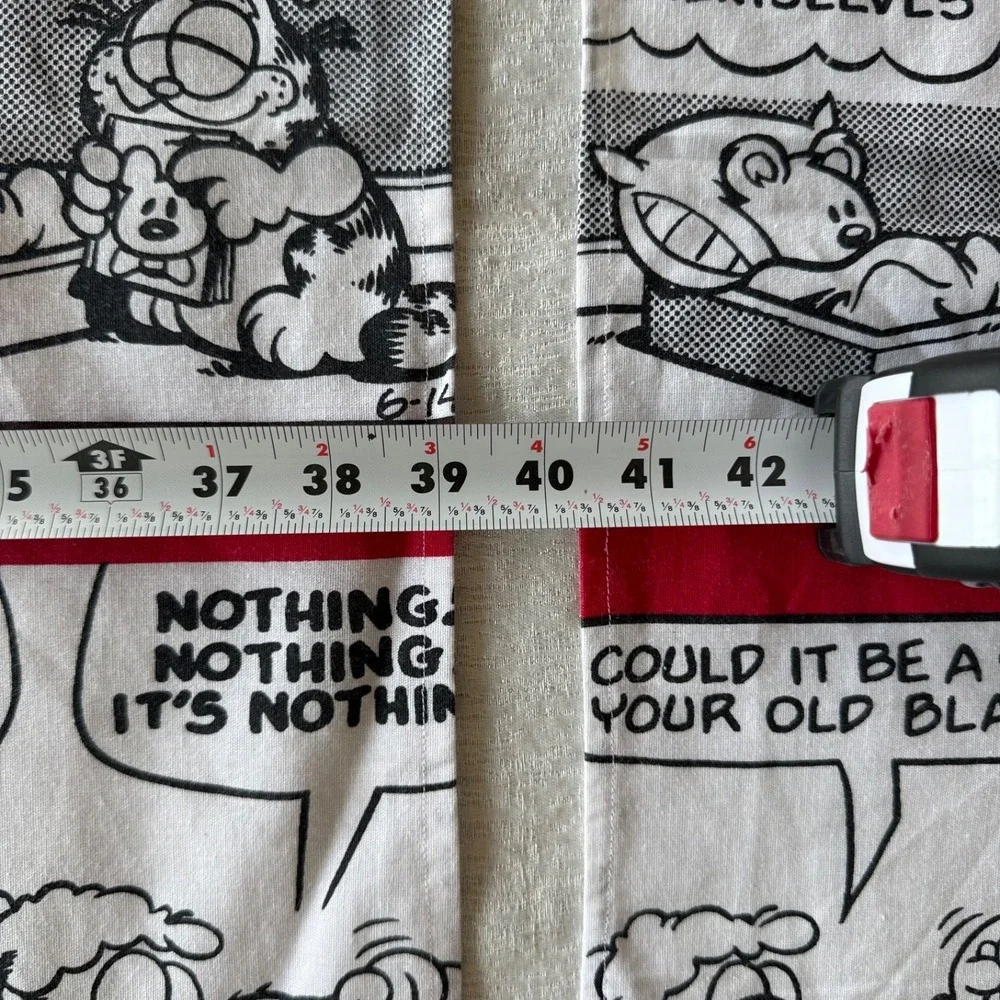 5pc Vintage Garfield Window Curtain Set Tablecloth Valance Panels Red Comic